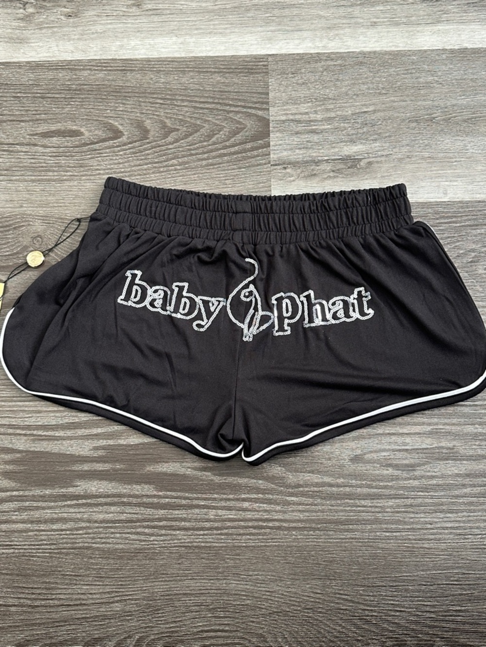 NWT Women’s Baby Phat Black Women's Track Shorts with White Piping - Picture 4 of 6